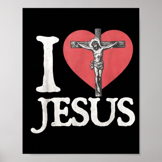 I Love Jesus Retro Christian Religious For Men Wom ポスター (正面)