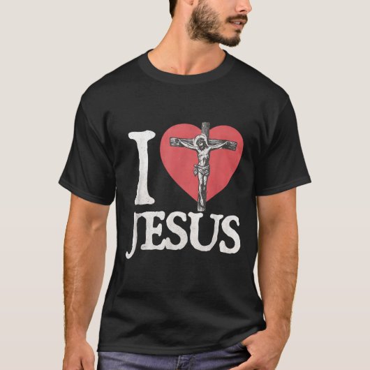I Love Jesus Retro Christian Religious For Men Wom Tシャツ (正面)