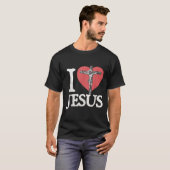 I Love Jesus Retro Christian Religious For Men Wom Tシャツ (正面フル)