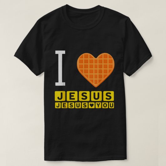 I Love Jesus Waffle Funny Breakfast Tシャツ (デザイン正面)