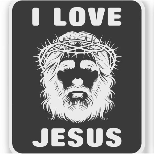 I Love Jesus (white) シール (正面)