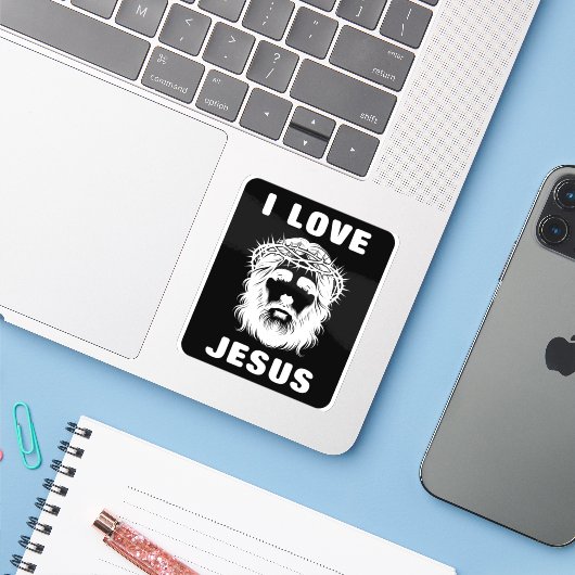I Love Jesus (white) シール (ノートパソコンとiPhone)