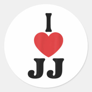 I Love JjハートパーソナライズされたGroovy Name Jj _1 ラウンドシール
