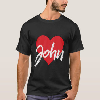 I Love JohnファーストネームTシャツハート Tシャツ