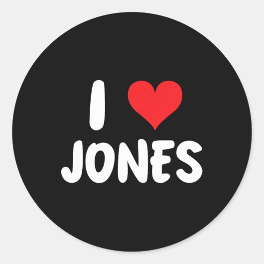 I Love Jones - ハート - 名前 ラウンドシール (正面)
