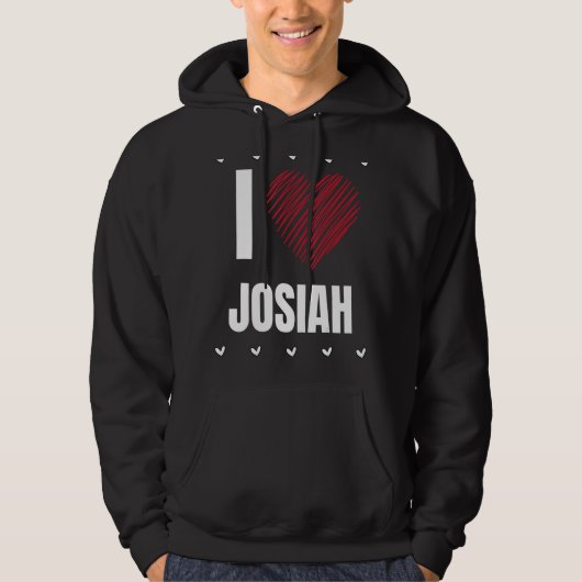 I Love JOSIAHファーストネームクールハートおもしろいパーソナル パーカ (正面)