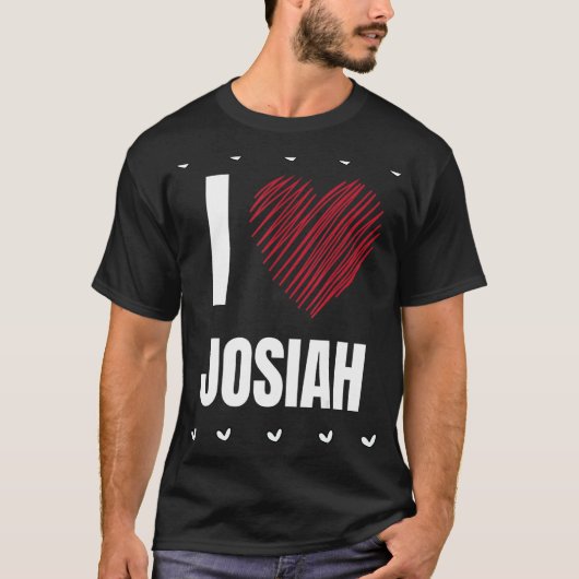 I Love JOSIAHファーストネームクールハートおもしろいパーソナル Tシャツ (正面)