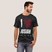 I Love JOSIAHファーストネームクールハートおもしろいパーソナル Tシャツ (正面フル)