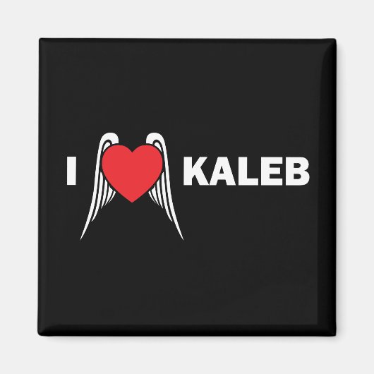 I Love Kaleb Square Magnet マグネット (正面)