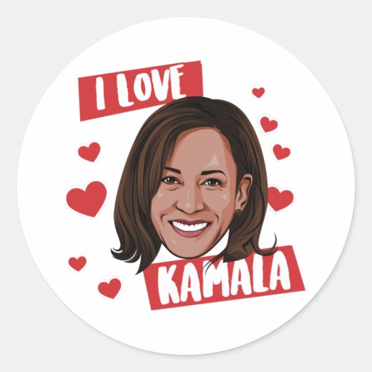 I Love Kamala Harris 2020 ラウンドシール (正面)