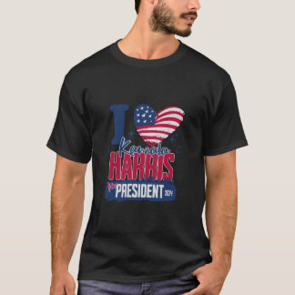 I Love Kamala Harris 2024 For President Usa Flag T Tシャツ