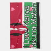 I Love Kenya and "Hakuna Matata"アートプリント キッチンタオル (縦)
