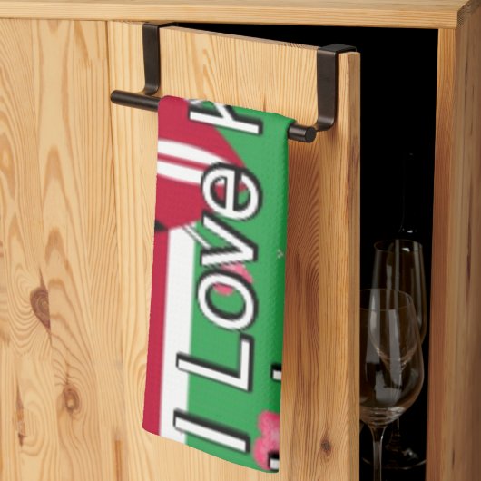 I Love Kenya and "Hakuna Matata"アートプリント キッチンタオル (三つ折り)