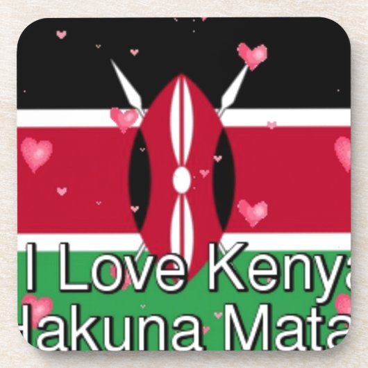 I Love Kenya and "Hakuna Matata"アートプリント コースター (正面)