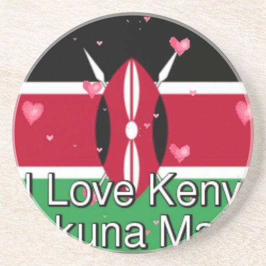 I Love Kenya and "Hakuna Matata"アートプリント コースター (正面)