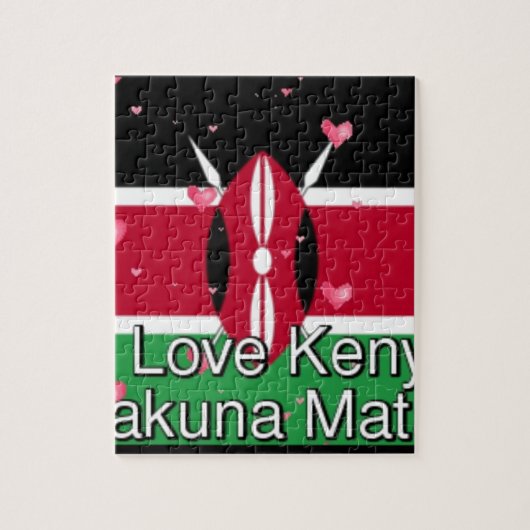 I Love Kenya and "Hakuna Matata"アートプリント ジグソーパズル (縦)