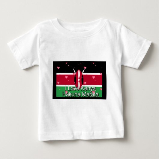 I Love Kenya and "Hakuna Matata"アートプリント ベビーTシャツ (正面)