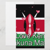 I Love Kenya and "Hakuna Matata"アートプリント 便箋 (正面/裏面)