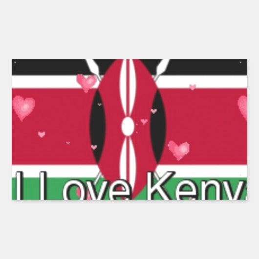 I Love Kenya and "Hakuna Matata"アートプリント 長方形シール (正面)