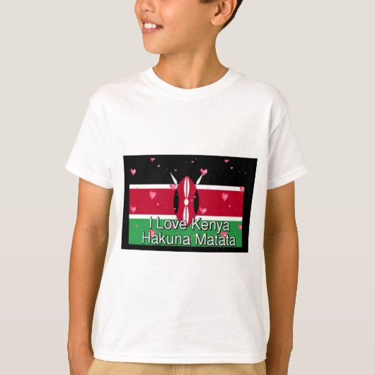 I Love Kenya and "Hakuna Matata"アートプリント Tシャツ (正面)