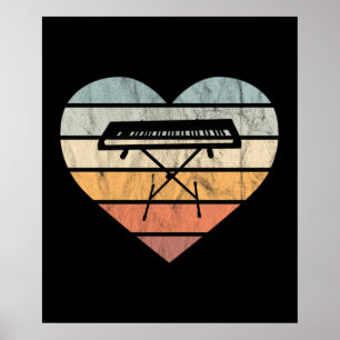 I Love Keyboard and Synthieレトロハート ポスター