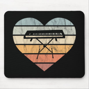 I Love Keyboard and Synthieレトロハート マウスパッド