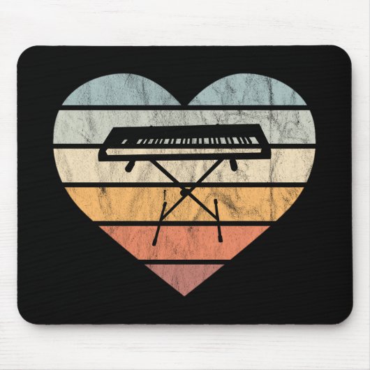 I Love Keyboard and Synthieレトロハート マウスパッド (正面)