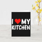 I Love Kitchen - Heart - Funny Cute Cook Remodel C カード (黄色い花)