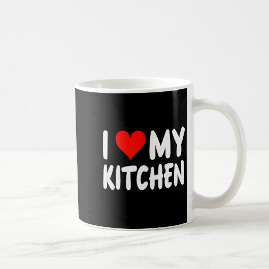 I Love Kitchen - Heart - Funny Cute Cook Remodel C コーヒーマグカップ (右)