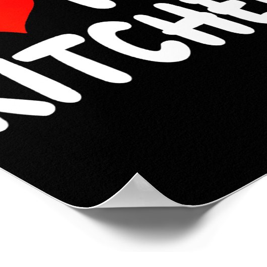 I Love Kitchen - Heart - Funny Cute Cook Remodel C ポスター (角)