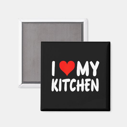 I Love Kitchen - Heart - Funny Cute Cook Remodel C マグネット (正面/裏面)
