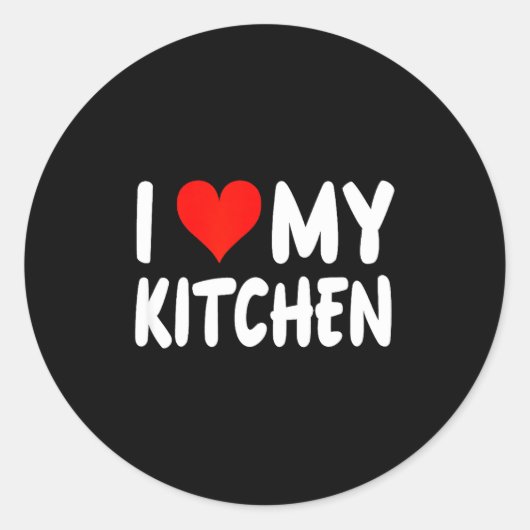 I Love Kitchen - Heart - Funny Cute Cook Remodel C ラウンドシール (正面)