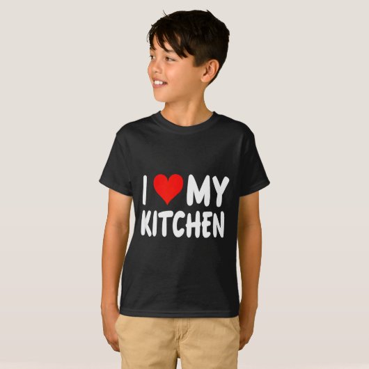 I Love Kitchen - Heart - Funny Cute Cook Remodel C Tシャツ (正面フル)