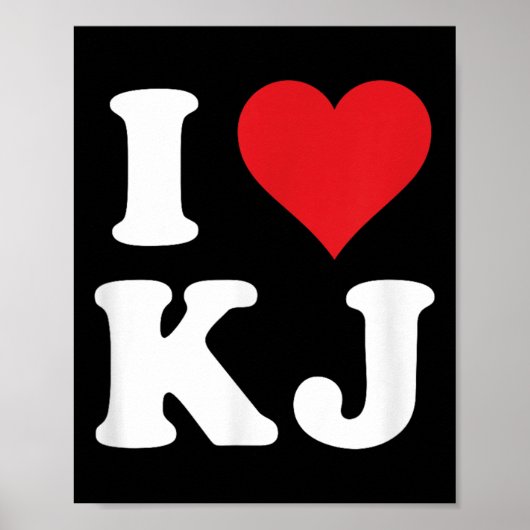 I Love KjイニシャルIハートK.j.名K ポスター (正面)