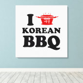 I Love Korean BBQ (고기구이) キャンバスプリント (インサイチュ (ウッドフロア))