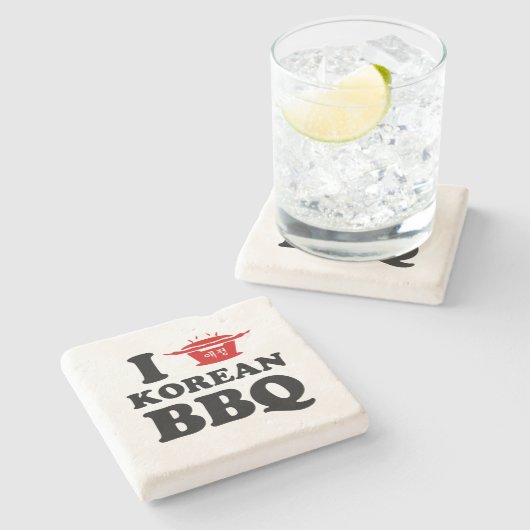 I Love Korean BBQ (고기구이) ストーンコースター (横)