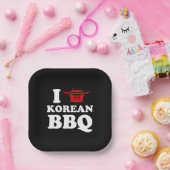 I Love Korean BBQ (고기구이) ペーパープレート (パーティー)