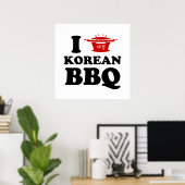 I Love Korean BBQ (고기구이) ポスター (ホームオフィス)