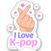 I Love Kpop Fingerハート シール (正面)