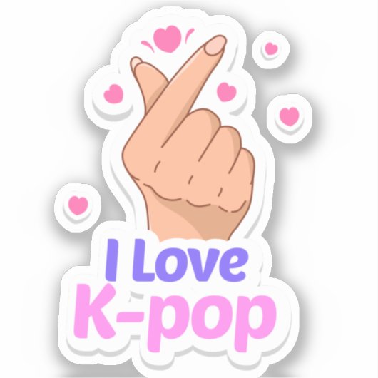 I Love Kpop Fingerハート シール (正面)