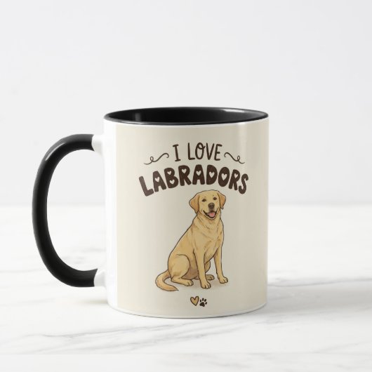 I Love Labradors Mug – Hand-Drawn Illustration マグカップ (左)