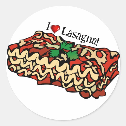 I Love Lasagna ラウンドシール (正面)