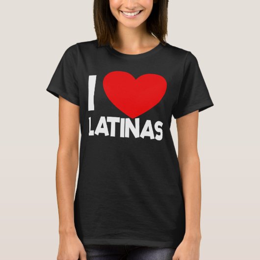 I Love Latinas Red Heart Latina Girlfriend I Love  Tシャツ (正面)