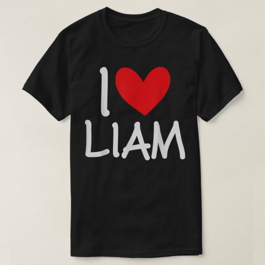 I Love Liam Name Heart Personalized Men Guy BFF Fr Tシャツ (デザイン正面)