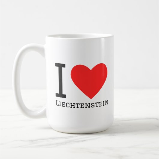 I love Liechtenstein square sticker コーヒーマグカップ (左)