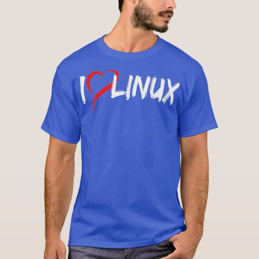 I Love Linu withハートティペンギンTu Open Os Tシャツ (正面)