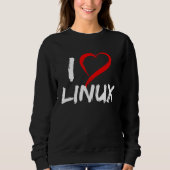 I Love Linux with Heart Penguin Tux Open Source Os スウェットシャツ (正面)