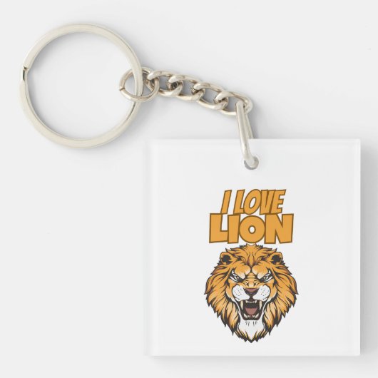I Love Lion for Animal Lover and Wildlife Fan キーホルダー (正面)