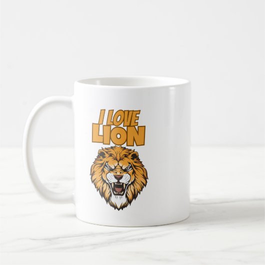 I Love Lion for Animal Lover and Wildlife Fan コーヒーマグカップ (左)