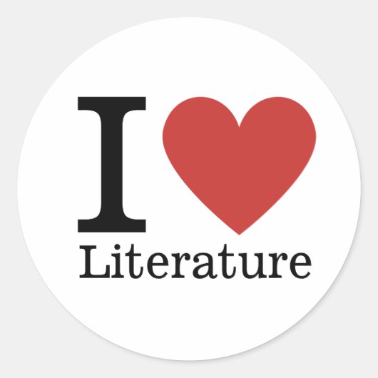 I Love ❤️ Literatureステッカー ラウンドシール (正面)